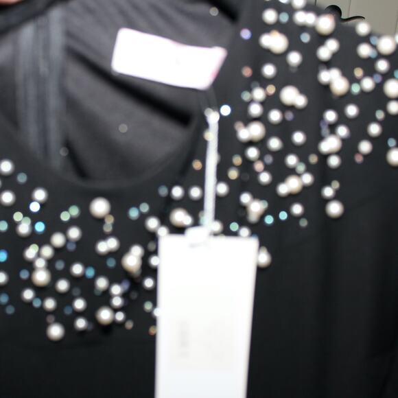 Modest Formal Black Dress with Pearl Details Size Large - Picture 13 of 14